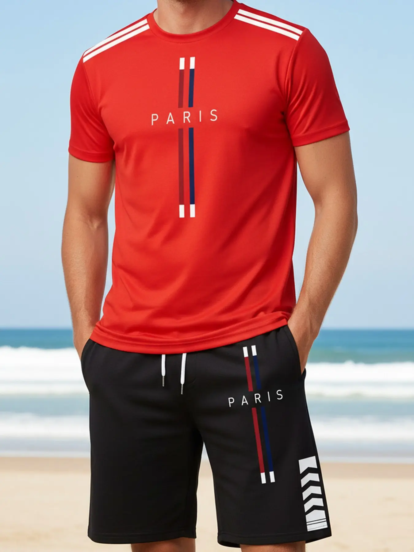 Men's Punk Style Letter Clothing Set, Summer Fashion Short Sleeve Crew Neck Quick-Dry T-Shirt, 3D Digital Print, Casual Wear, Gift Idea, Menswear