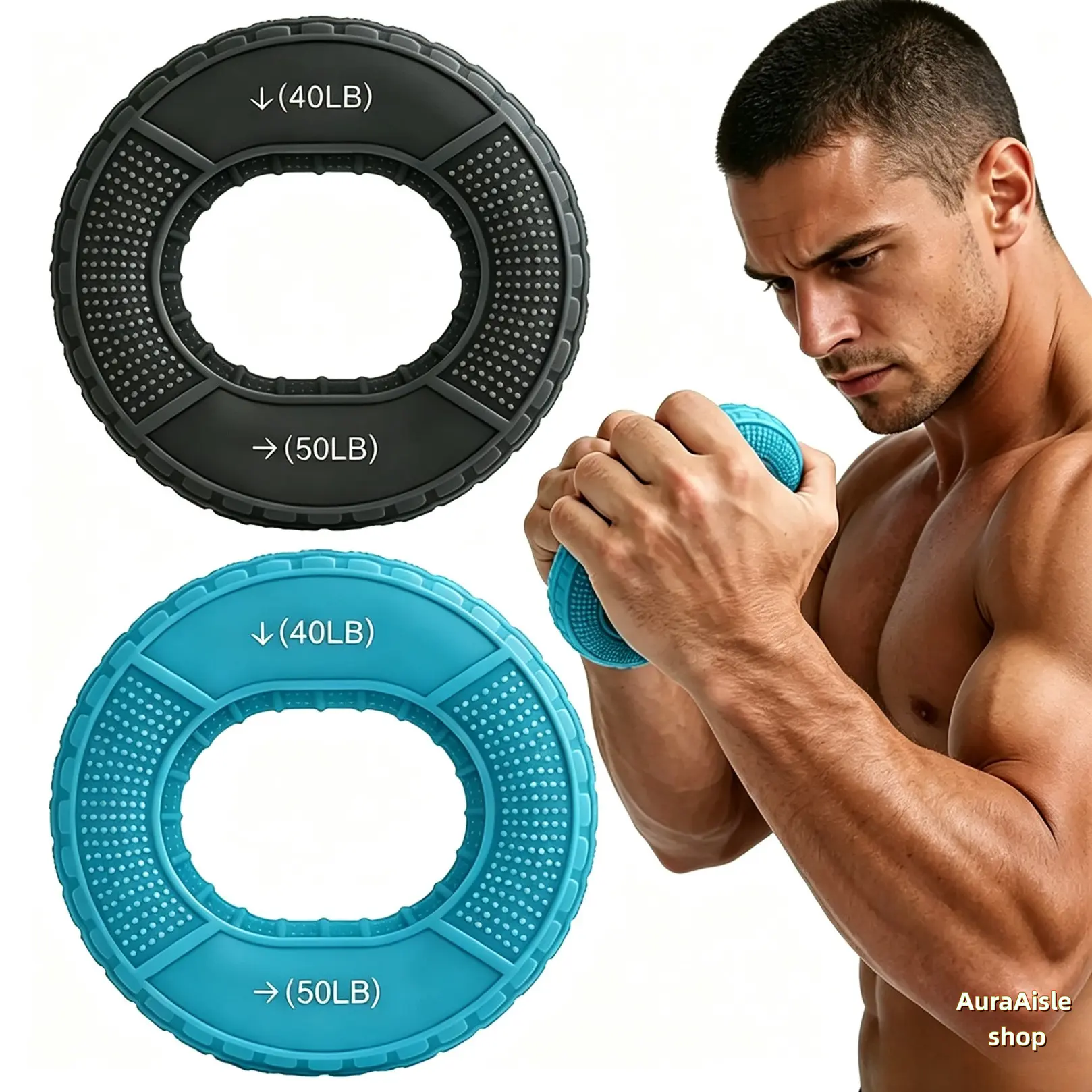Silicone Hand Grip Strengthener Ring, Dual Resistance Adjustable Forearm & Finger Trainer, Portable Hand Exerciser for Arthritis Rehabilitation, Physical Therapy Recovery & Daily Grip Muscle Strength Training