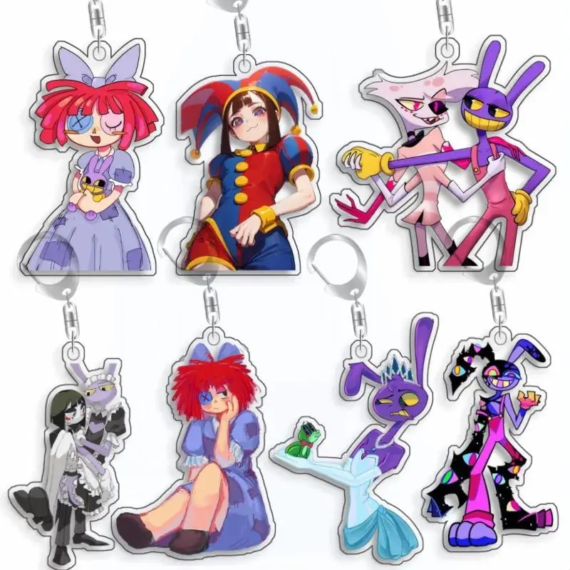 For The Amazing Digital Circus caine Jax Pomni Ragatha Gangle Acrylic Selfmade Cute Cartoon Anime Keychain Pendant Toy Gifts 5cm
