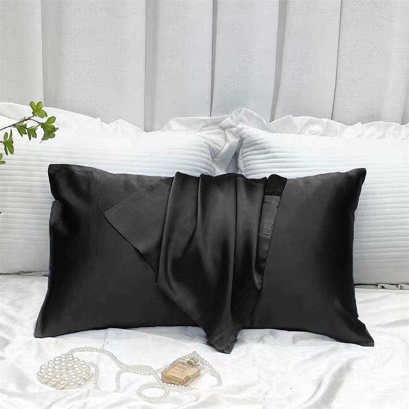 Solid Color Satin Pillowcase, 2 Counts Modern Simple Pillowcase without Filler, Soft Comfortable Pillow Cover for Home Bedroom Dormitory Hotel, Silky Satin Bedding