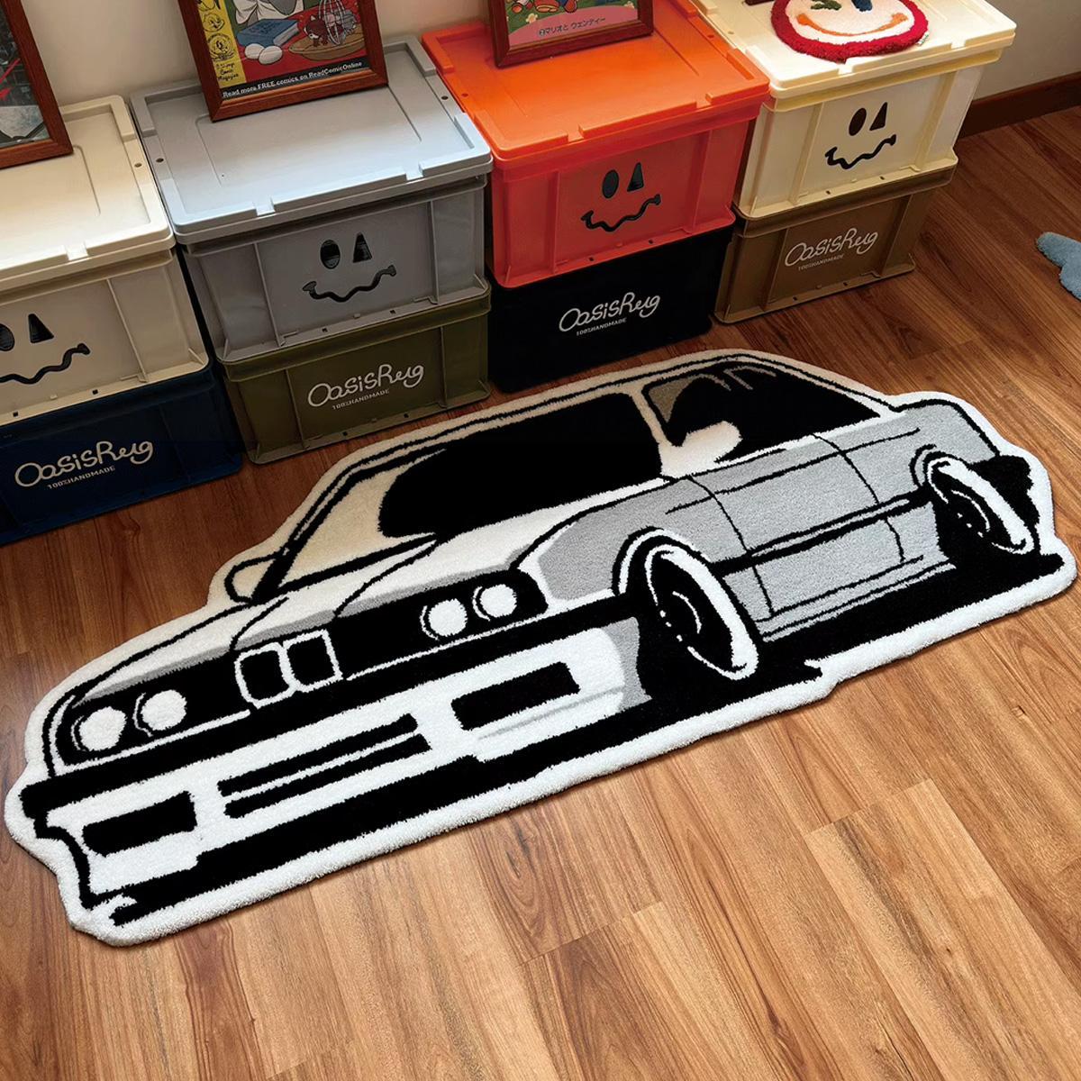 Cartoon Car Shaped Rug, Soft Plush Floor Mat, Decorative Carpet for Home Living Room Bedroom, Vanity Decor Accessories, Gift for Boy