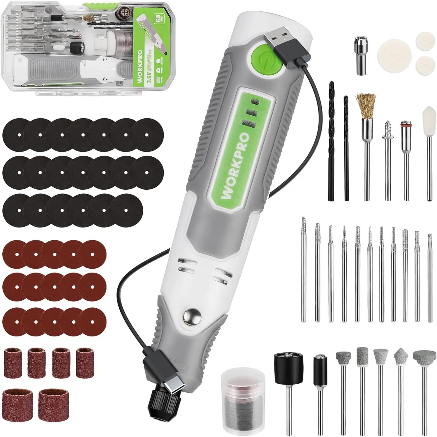 Rechargeable Battery USB Mini Power Tool Kit - 71pcs Accessories, 3 Variable Speeds, for Engrave Cut, Wood Jewelry Making, DIY Lovers