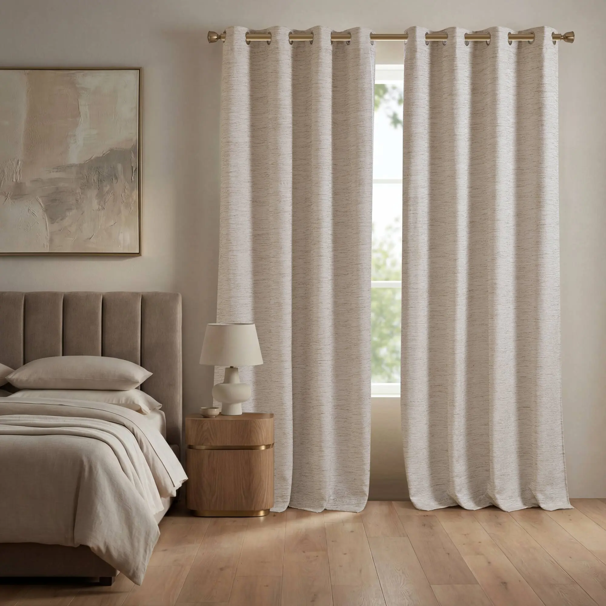 ARCH 2-Pack Total Blackout Curtain Panels 52x84 Inch 100% Polyester Neutral Window Drapes for Bedroom Living Room Thermal Insulated Noise Reducing Grommet Top Rod Pocket Set, Home Furniture and Household Product Search Terms for US Online Shopping