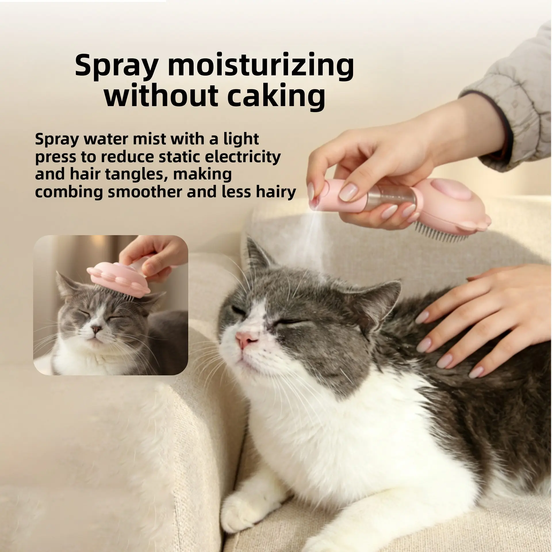 Nunbell Spray Comb Pet Hair Brush Cat Comb for Removing Loose Hair Dog Hair Cat Hair Grooming Brush Needle Comb