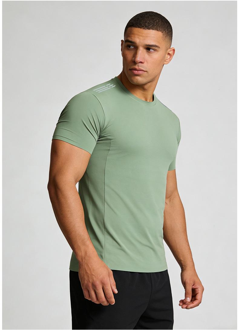 Smooth Nylon Wear-Resistant Ice Silk Quick-Dry T-Shirt for Men, Fitness Running Sports Short Sleeve