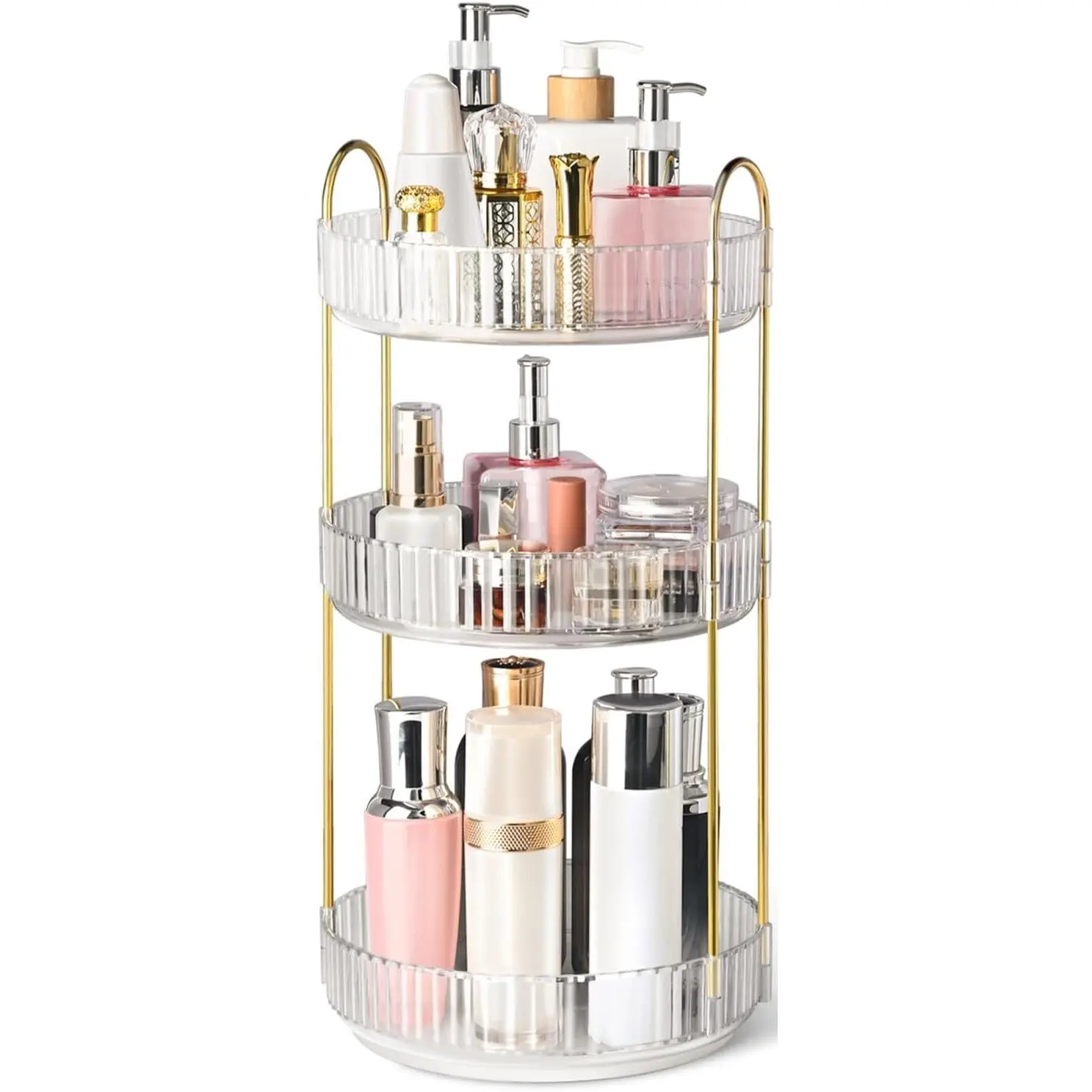 360° Rotating Makeup Organizer for , 3 Tier Perfume Organizers, Clear | Large Capacity Spinning Bathroom Countertop Organizer for Skincare  Perfume Lipstick  Polish Storage