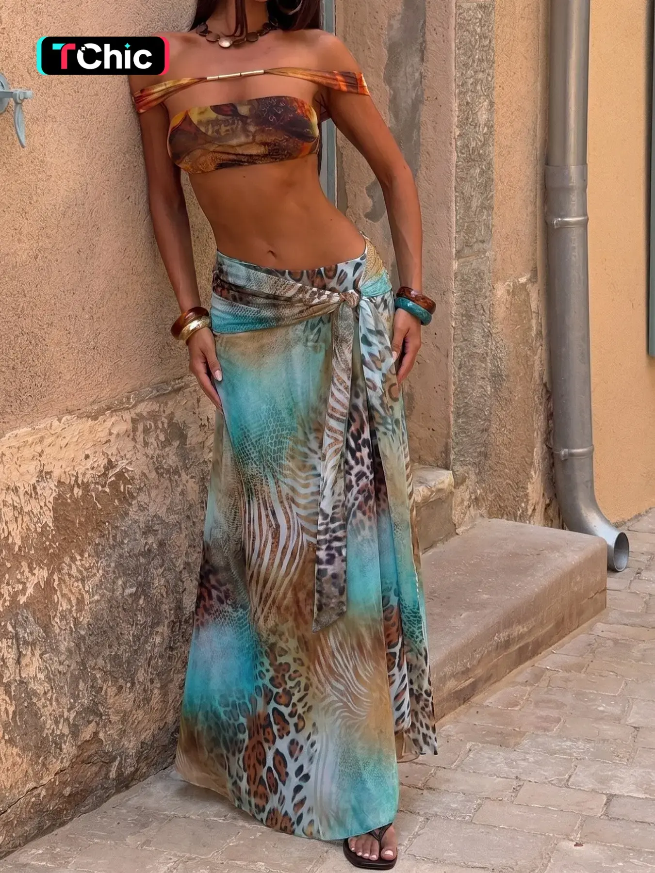 Summer Leopard Snake Zebra Print Wrap Midi Sarong Skirt, Asymmetrical Ruffle Tie Waist Sheer over Dress, Boho Beach Skirt, Beach Vacation, Date, Valentine's Day, Concert