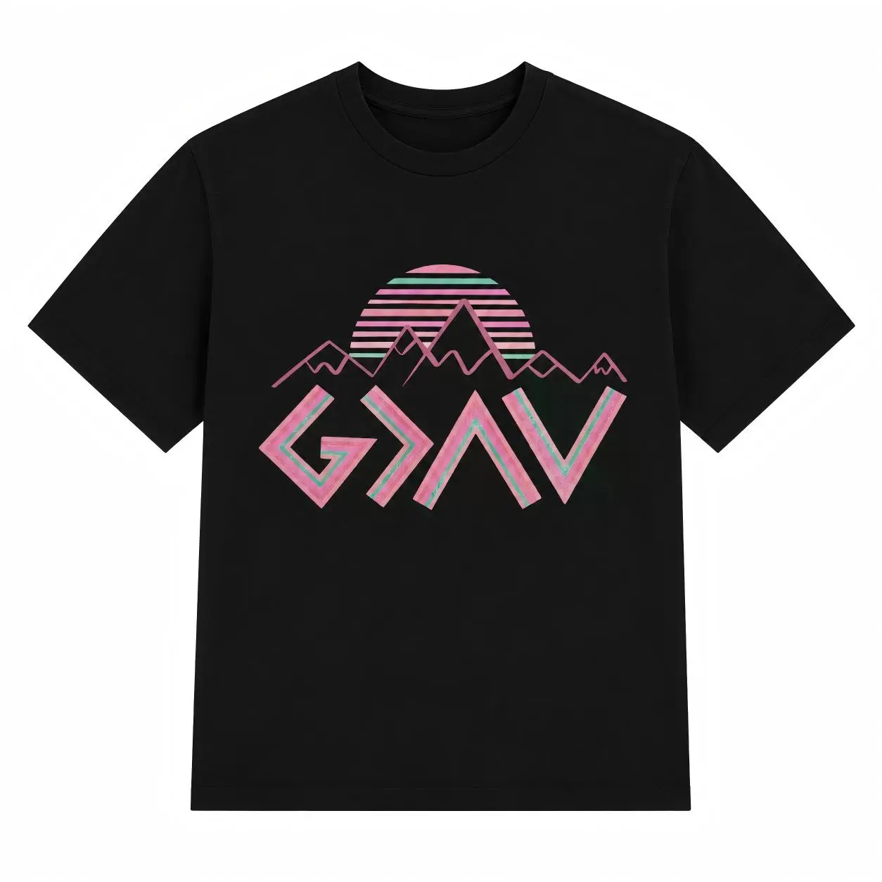 Women's Comfort Colors Short-Sleeve Round Neck Casual Christian Faith T-Shirt Top - God Is Greater Than The Highs and Lows Graphic, Retro Mountain Sunset Print, All-Season Sports Top, Christian Gift