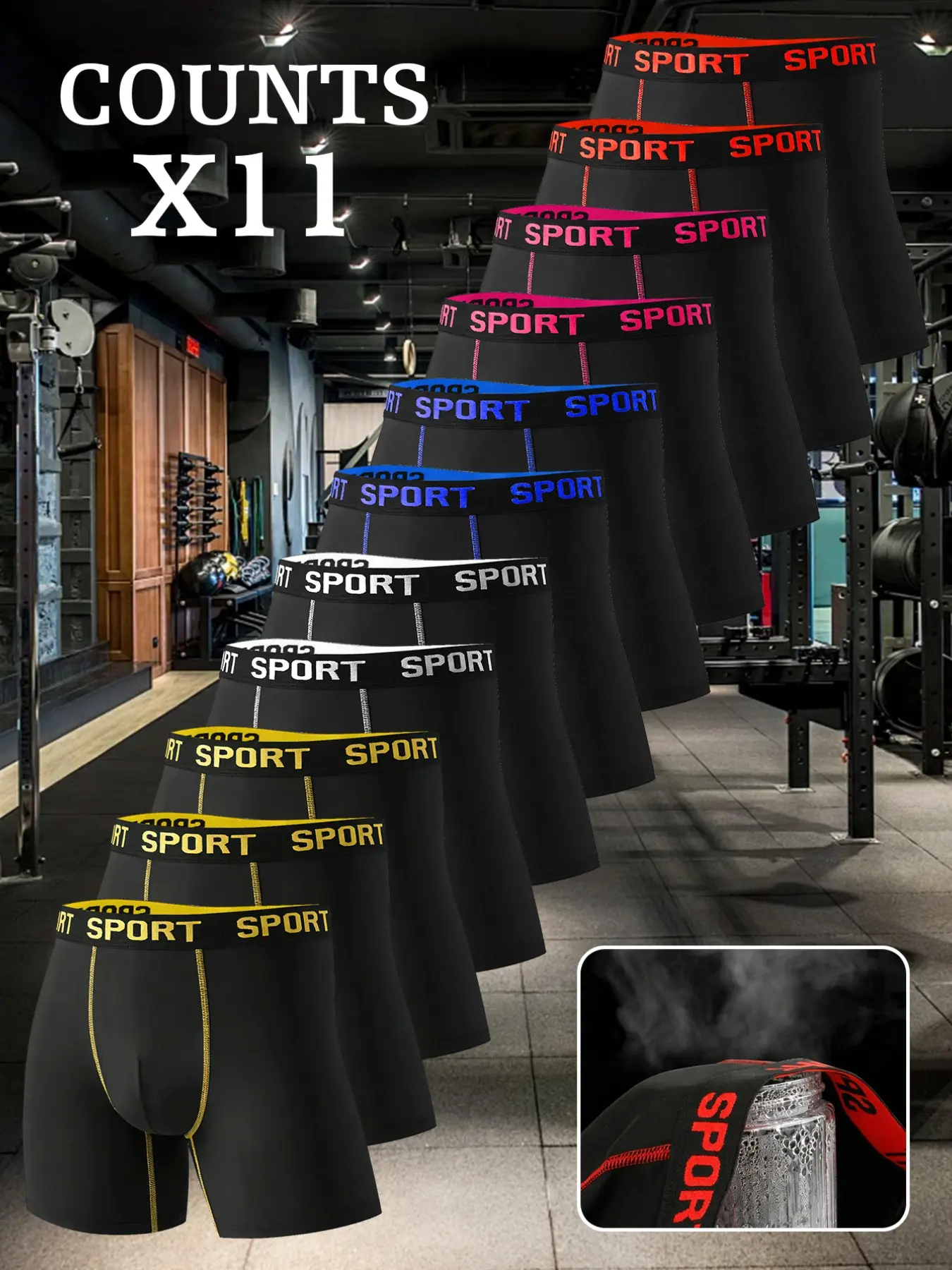 11 pcs men's long style flat cornered underwear, Comfortable and breathable underwear, Lightweight and soft, sporty men's underwear, Suitable for home wear, Durable and casual, Suitable for fitness boxing, Four Seasons.