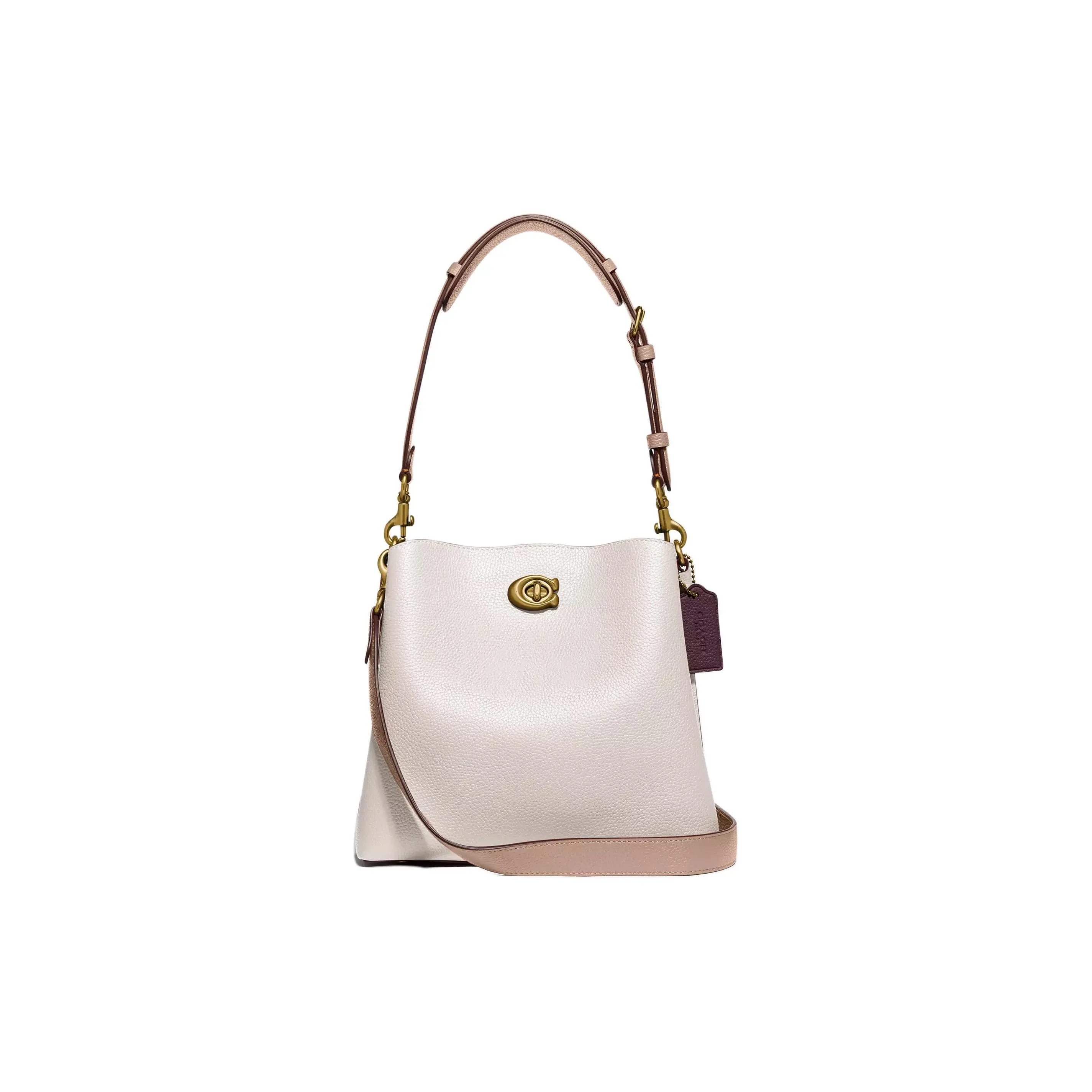COACH Willow 24 Leather Bucket Bag for Women with Brass Hardware in Solid Color