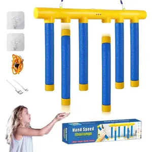 Hand Eye Coordination Training Catching Stick Game - 6 Soft Sticks, 3 Speed Levels - USB Charging, Portable - Finger Boxing & Drop Game