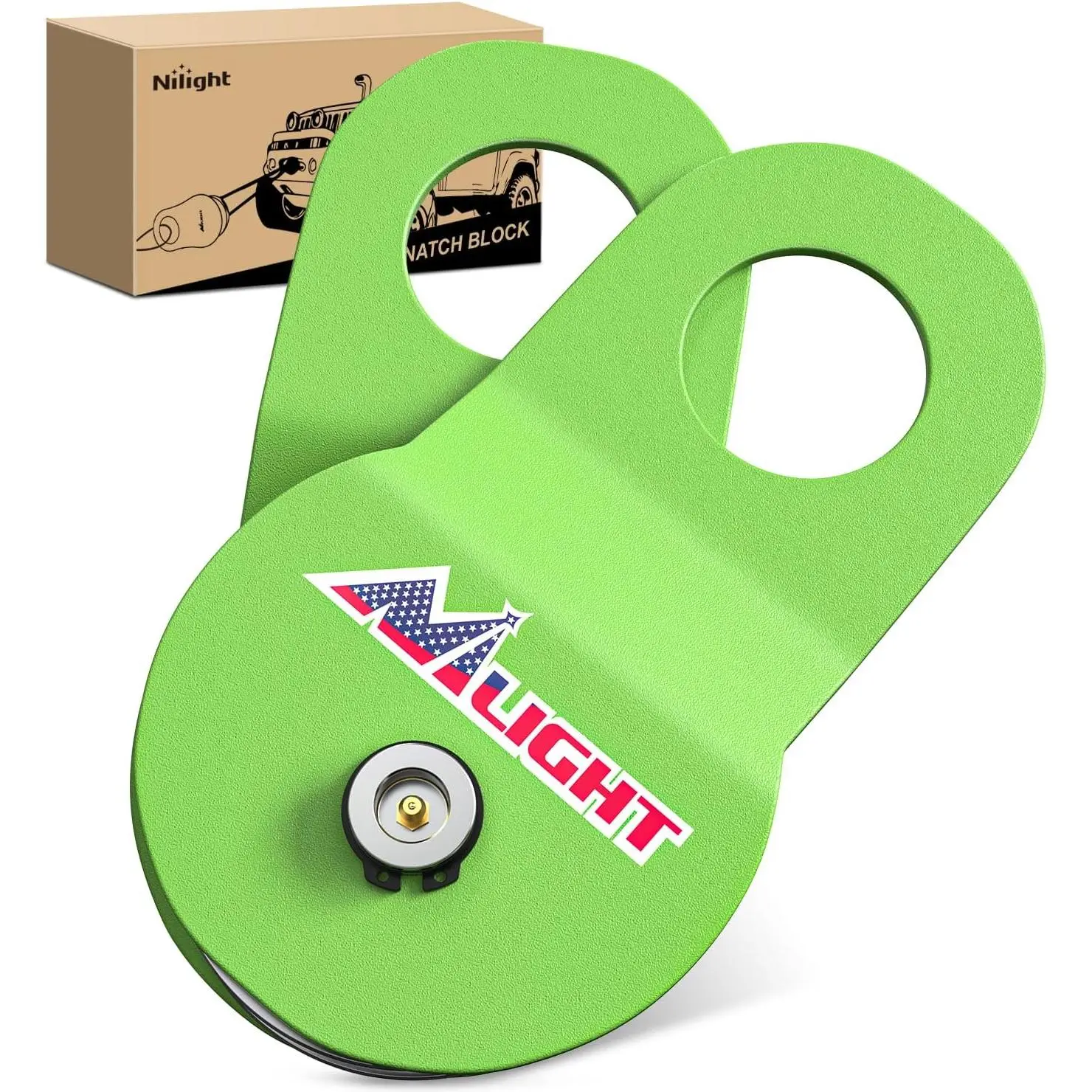 Nilight 8 Ton Winch Snatch Block Towing Pulley Blocks 17,000 LBS Capacity (Green), Winch Hook Accessories, Heavy Duty Offroad Recovery Accessory for Truck, Tractor, ATV & UTV