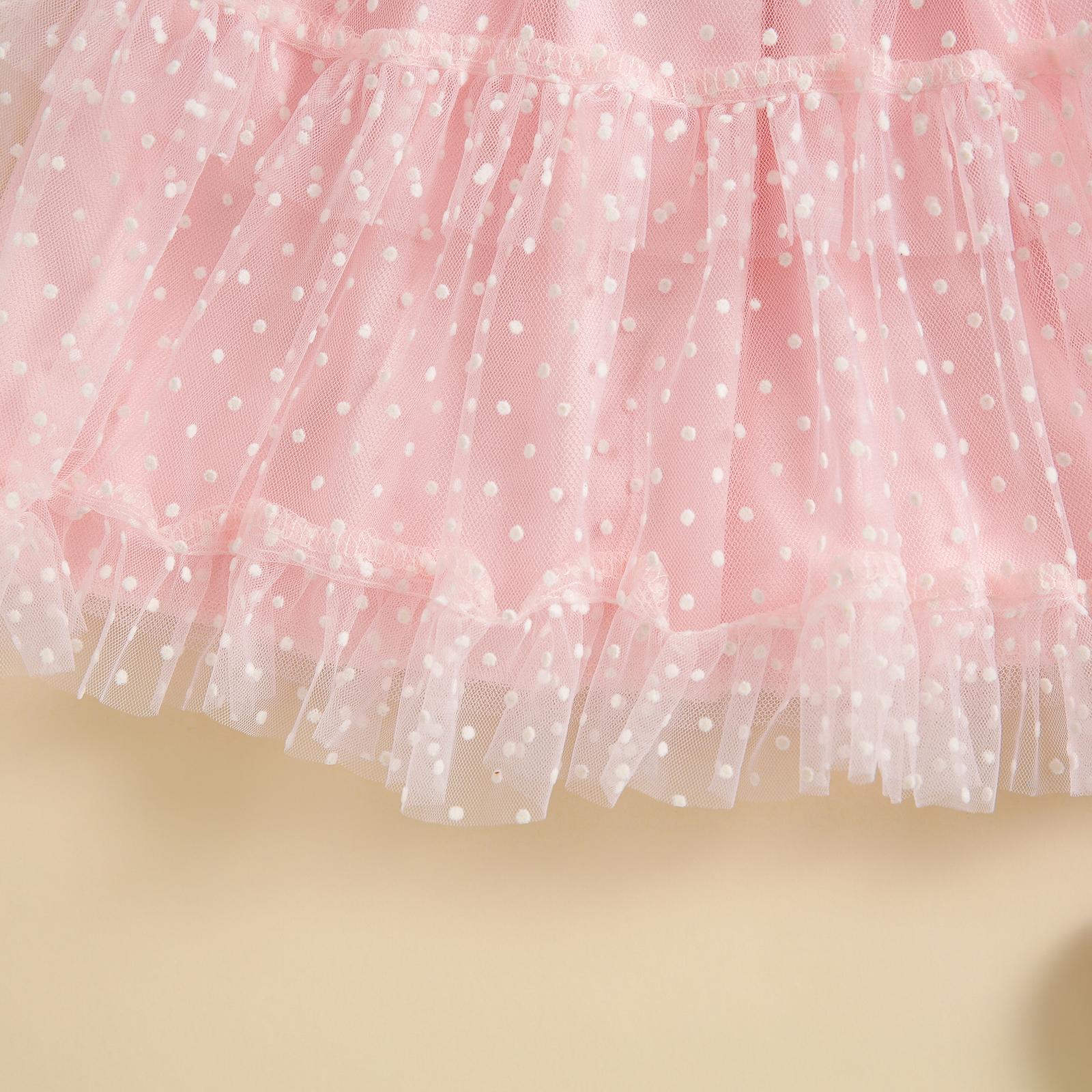 Toddler Baby Girl Princess Boho Dress Sleeveless Spaghetti Strap Swiss Dots Ruffle Tulle Dress Little Girls Summer Outfit