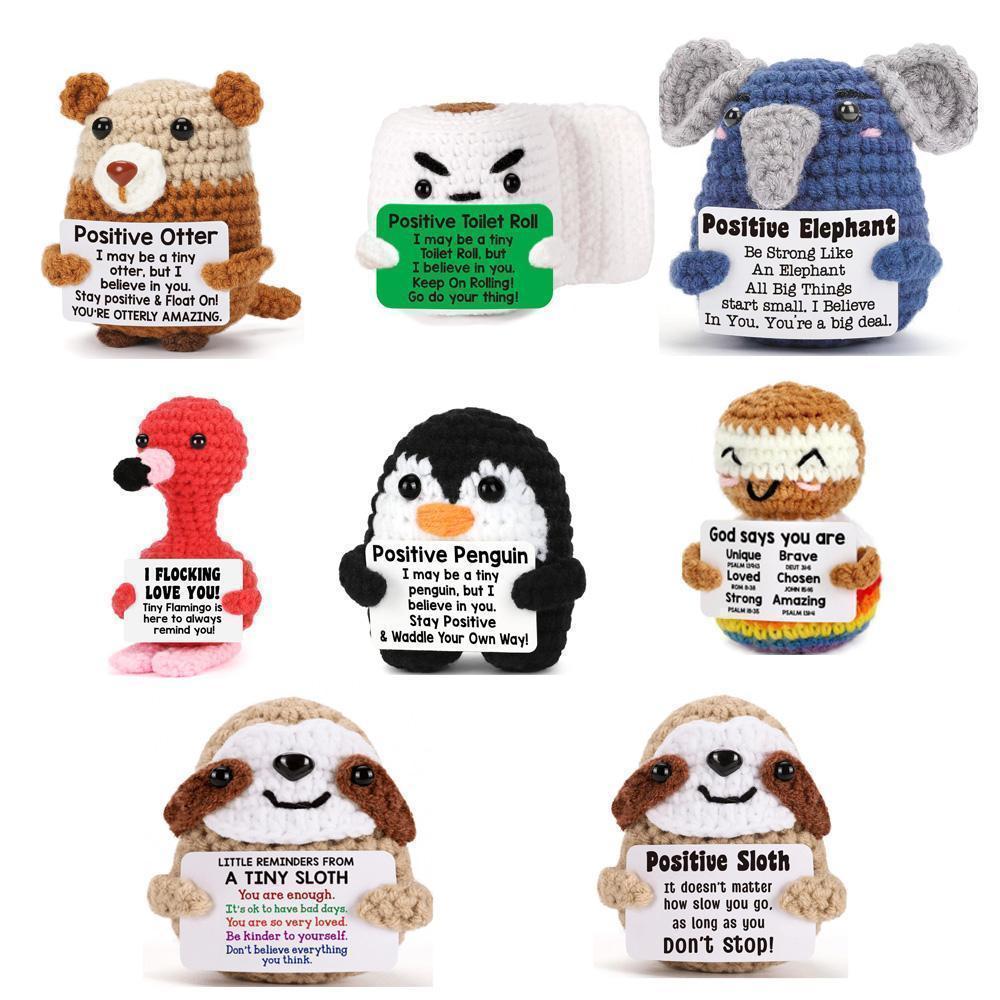 Handmade Positive Energy Elephant Doll With Card Home Decoration Knitting Turtle Doll Ornament Room Decor Christams Party Gifts