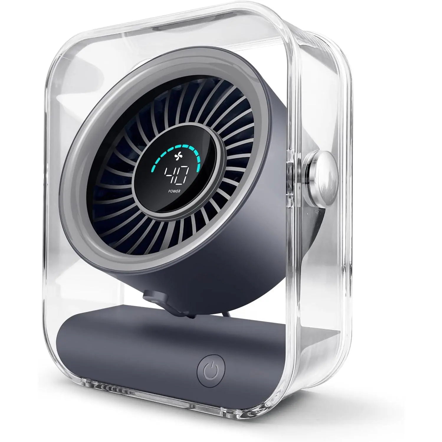USB Desk Fan, Rechargeable Small Table Fan with 100 Speeds, 90° Rotation, Turbo Airflow, LED Display, Quiet Personal USB Cooling Fan for Office  Travel Camping, Black
