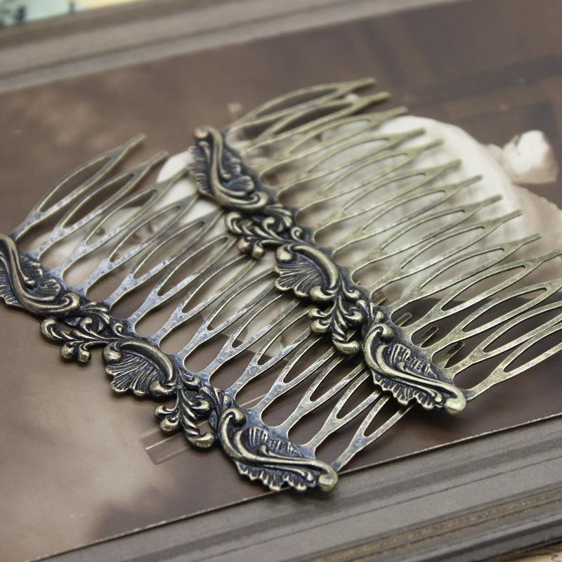 Alloy Filigree Hair Comb Setting, 1 Count Metal Handle Comb, Heatless Styling Tool for Women & Girls, Hair Styling Accessories for Daily Use, Clip In Claw