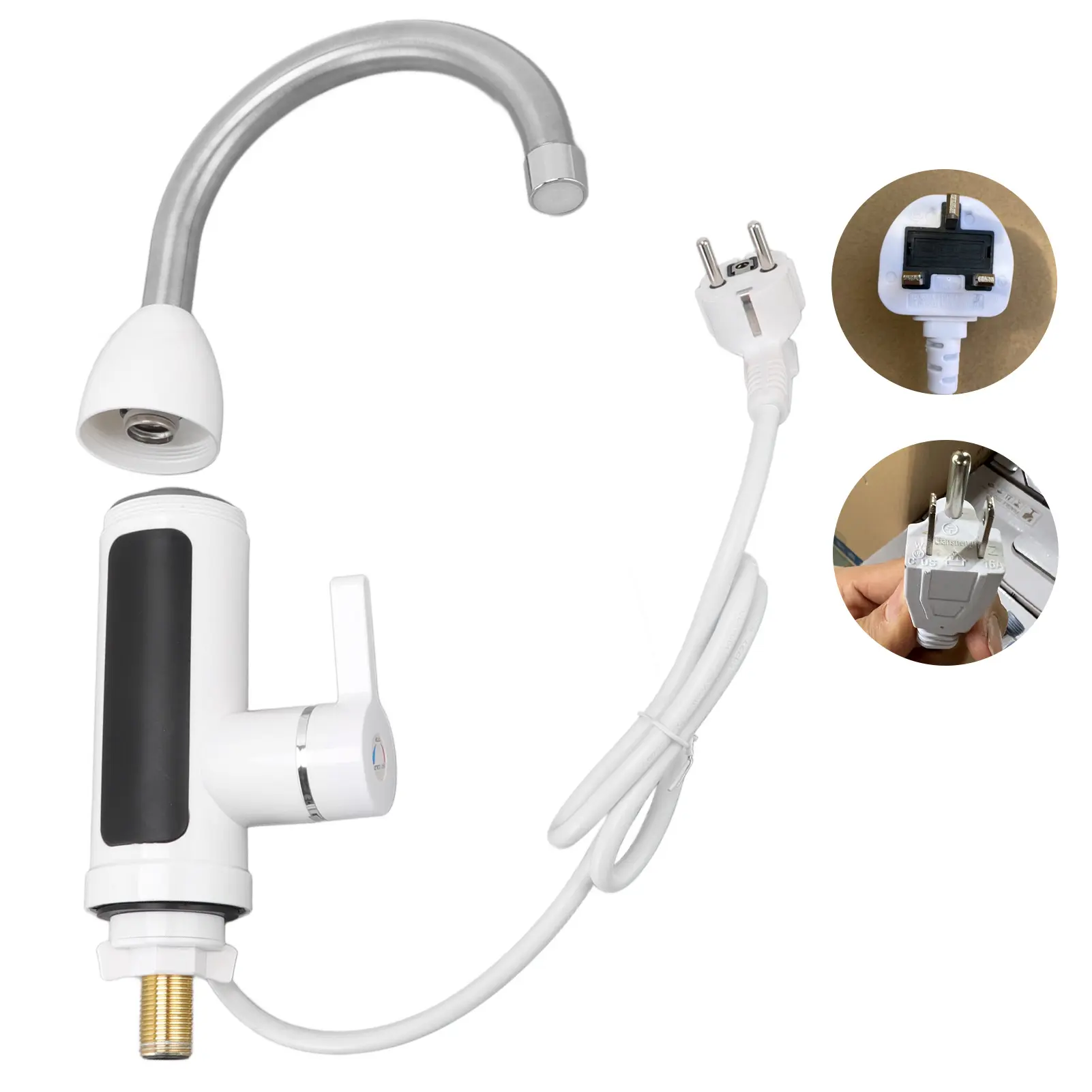 3000W Instant Water Heater Faucet IPX4 ABS Tankless Stainless Steel Kitchen Heating Tap for Home