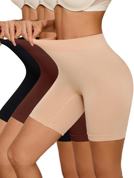 3 Pack Women's High Waist Shaperwear Shorts, No-Show Athletic Safety Shorts for All Seasons, Slim-Fit Design with Moderate Thickness