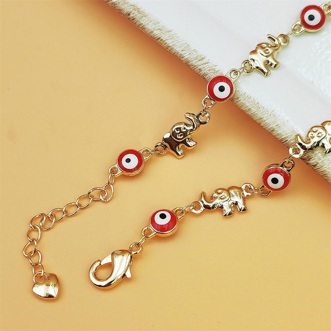 Boho Multicolor Evil Eye Bracelet for Women 18K Gold Plated Copper Chain Dainty Stackable Jewelry Trendy Aesthetic Accessory for Daily Wear Vacation Party Beach Outfits & Birthday Gifts