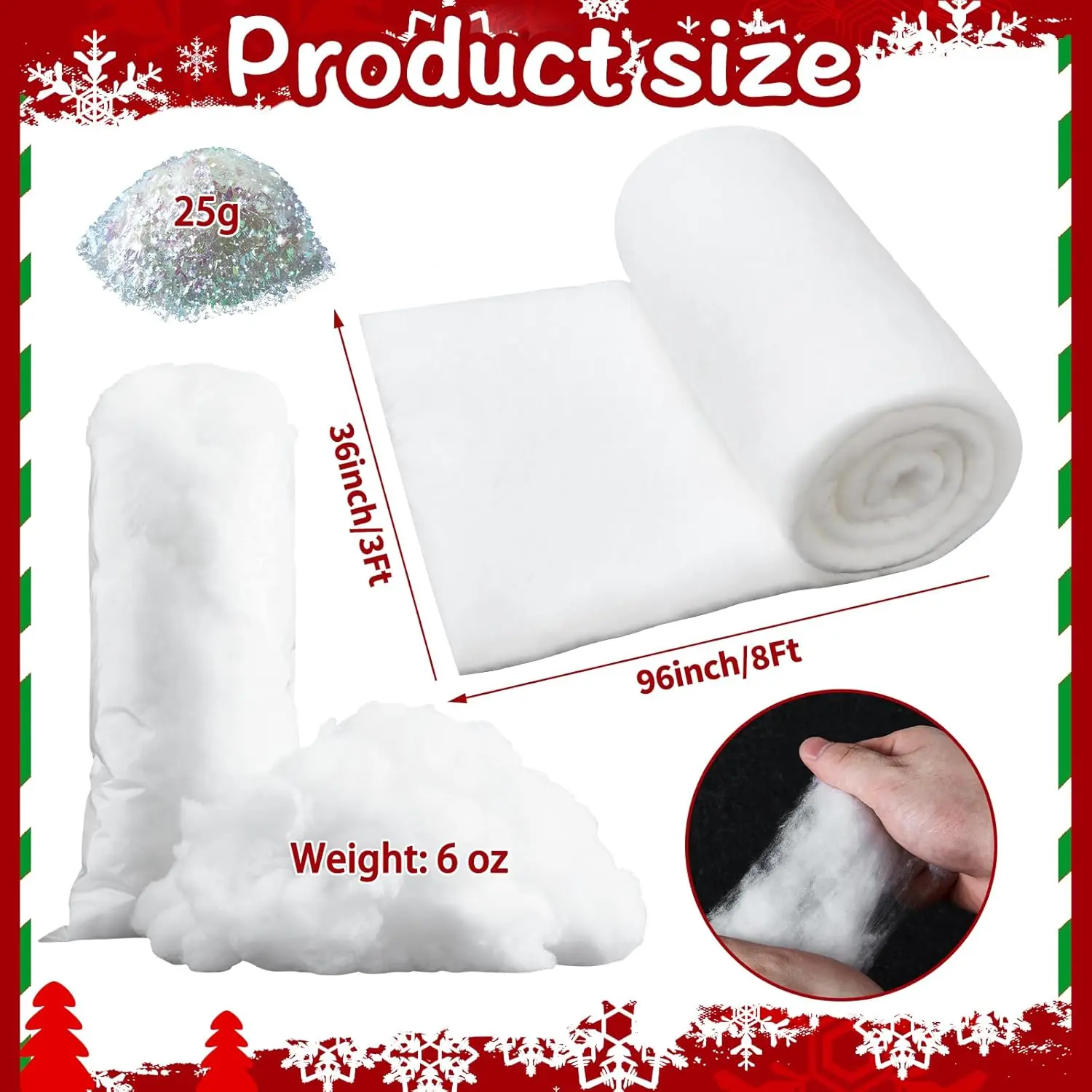 3pcs Christmas Fake Snow Artificial Snow for White Christmas Tree Decorations Soft Fluffy Snowflakes for Winter Wonderland Twinkle Snow Glitter Snow for Crafts Christmas Village Displays