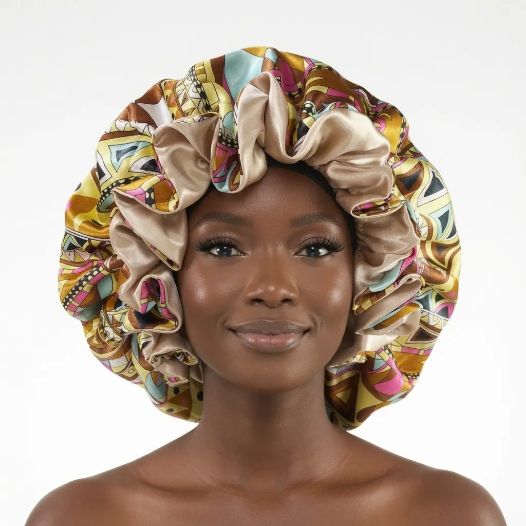 Women's Double Layer Plant Print Satin Sleep Bonnet, Reversible Soft Hair Protection Sleep Cap, Reusable Lightweight Hair Wrap for Sleeping Skincare Bathing Spring Daily Wear