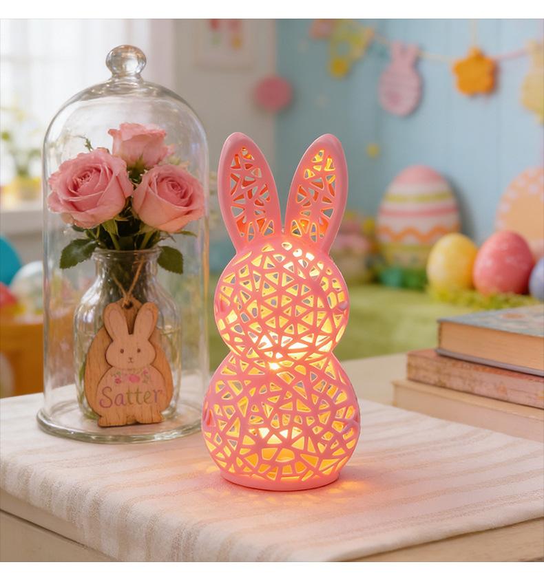 3D Printed LED Easter Hollow Rabbit Lamp, Festive Rabbit Party Decoration Ornament