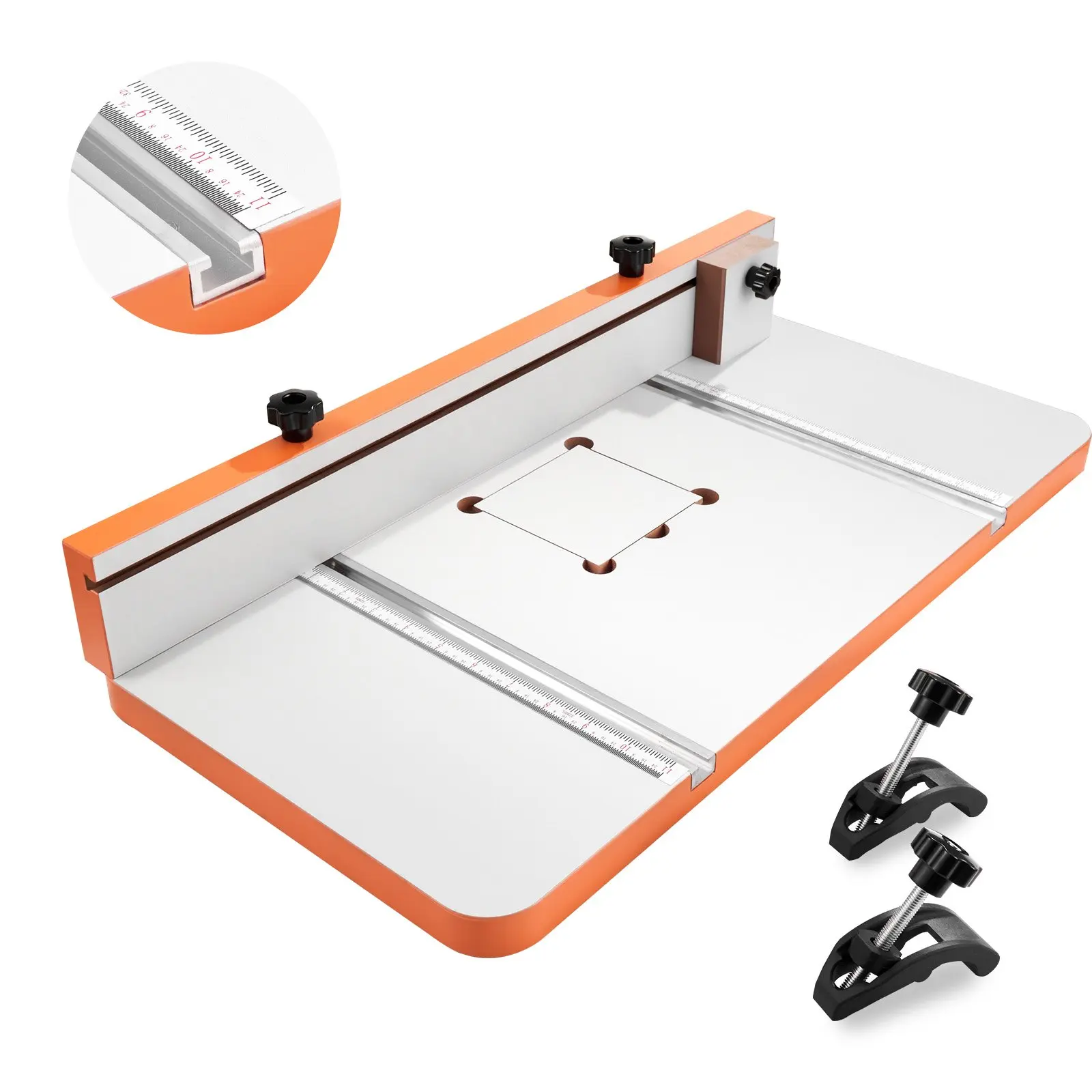 【Summerfinds】VEVOR Drill Press Table, 23.63 in x 11.73 in MDF Top, Adjustable Fence, Stop Block, T-Slot Slots, Built-In Scale, Accurate Depth Control, Angle Clamps & Vises Compatibility, for DIY Users' Drill/Mill/Sand Tasks, Inches