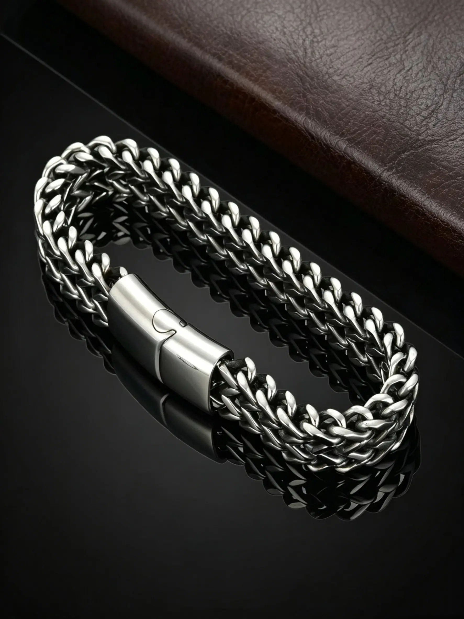 Men's Fashion Stainless Steel Bangle, Punk Style Baroque Pattern, Chain Bracelets, Fashionable Bracelet, Casual All-Season Bracelet, Perfect Gift for Father, Brother, Friend, Son