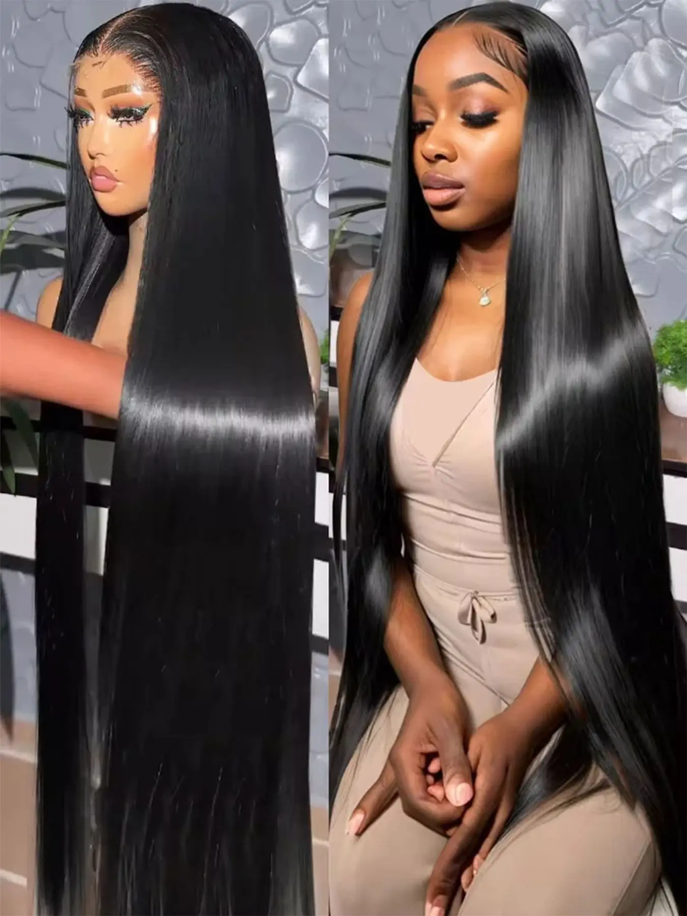 40 Inch 13x4 Synthetic Lace Front Wigs For Women 200% Density Heat-Resistant Hair 13x4 HD Transparent Lace Frontal Wigs Wigs Pre Plucked For Women's Daily And Holiday Occasions Wig