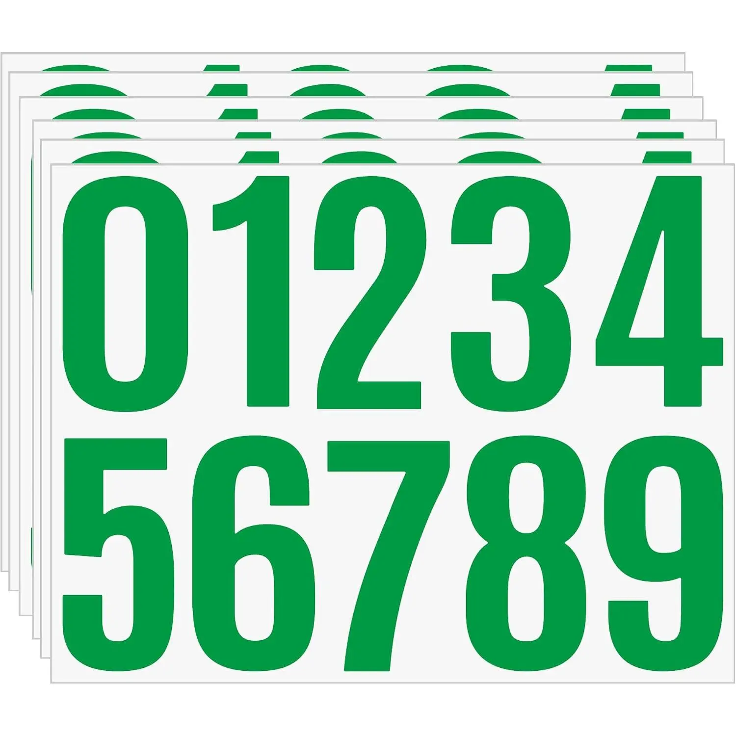 4 Inch Self Adhesive Number  0-9, 6 Sheets  Vinyl Stickers for Outdoor Use, House Address Plate, Bin Marking, DIY Labeling, Durable and Weatherproof(green)