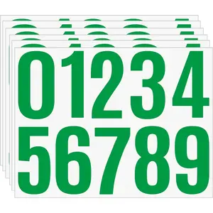 4 Inch Self Adhesive Number  0-9, 6 Sheets  Vinyl Stickers for Outdoor Use, House Address Plate, Bin Marking, DIY Labeling, Durable and Weatherproof(green)