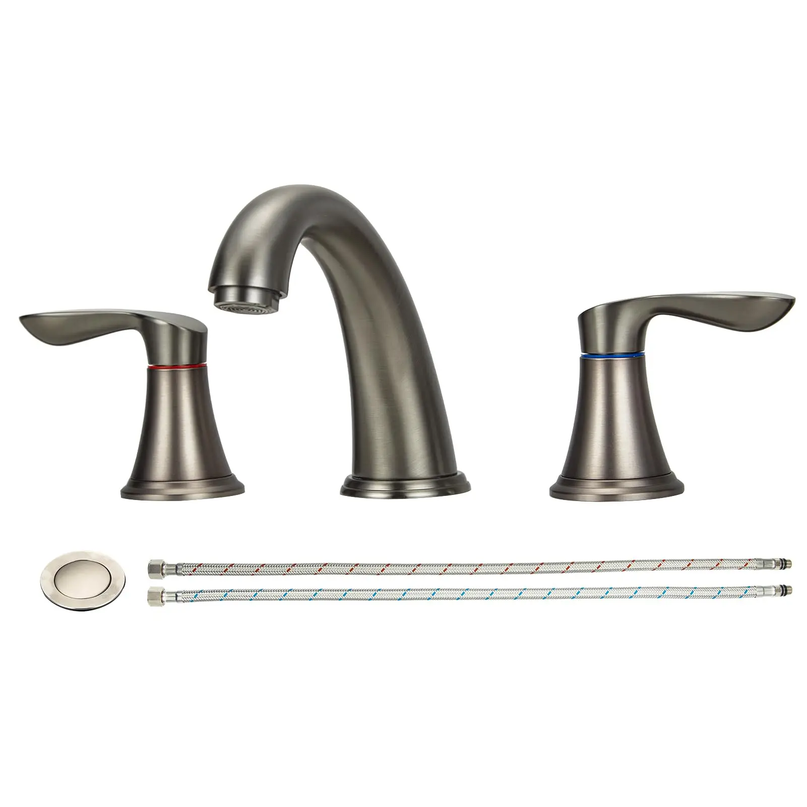 GARVEEBathroom Sink Faucets Widespread 8 Inch 3 Hole Design with Pop-Up Drain and cUPC Lead-Free Hose Available in Brushed Nickel Matte Black Oil Rubbed Bronze Brushed Gold Chrome Multiple Pack Options
