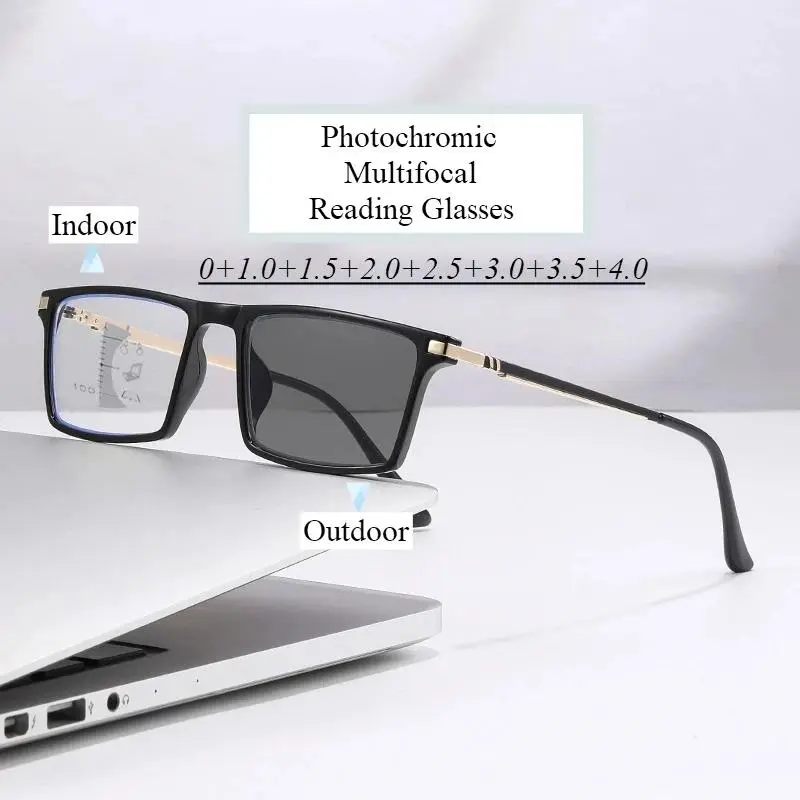 New Trendy TR90 Photochromic Multifocal Reading Glasses Outdoor Bifocal Sunglasses Sports Anti Blue Near Far Eyeglasses Gafas