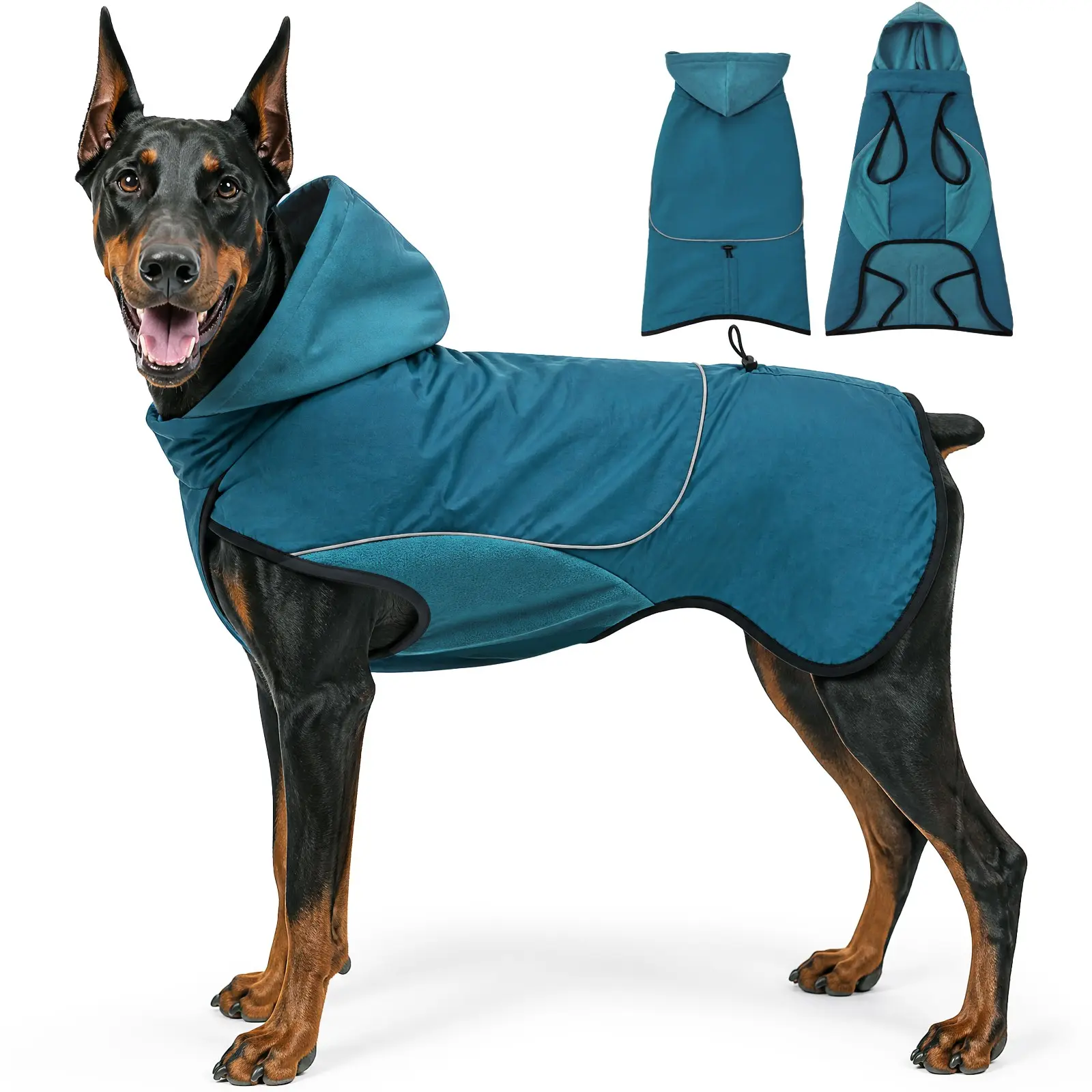 Dog Winter Jacket with Hood, Adjustable Reflective Nightwear, Windproof Warm Coat, Comfortable Pet Clothing for Cold Weather