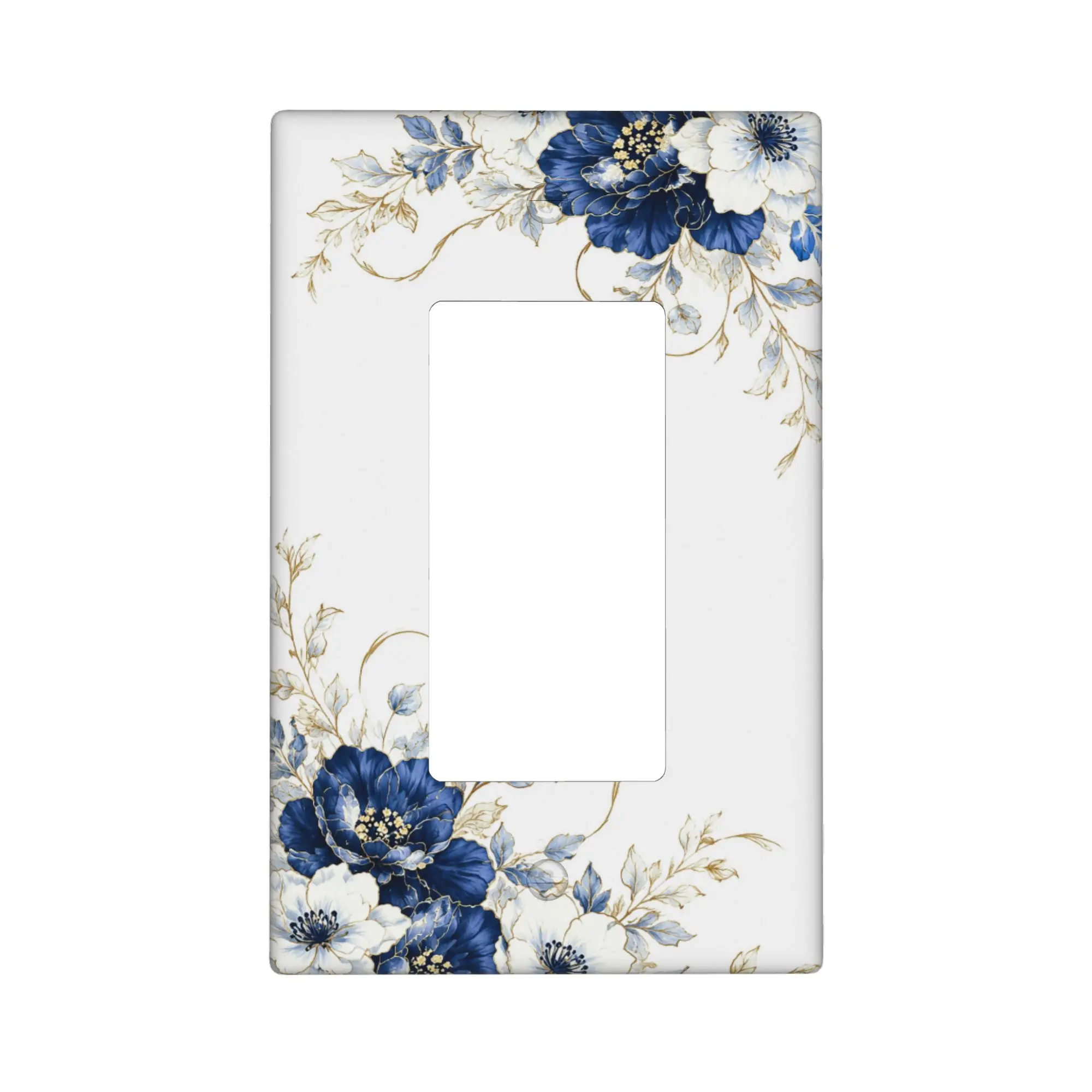 Blue White Floral Light Switch Cover Decorative Wall Plate Decorative Light Switch Cover Plates Botanical Flower Design Light Switch Cover Plate Decorative 1 Gang Rocker Wall Plate Bedroom Switch Plate Living Room Wall Decor Home Office Wall Plate
