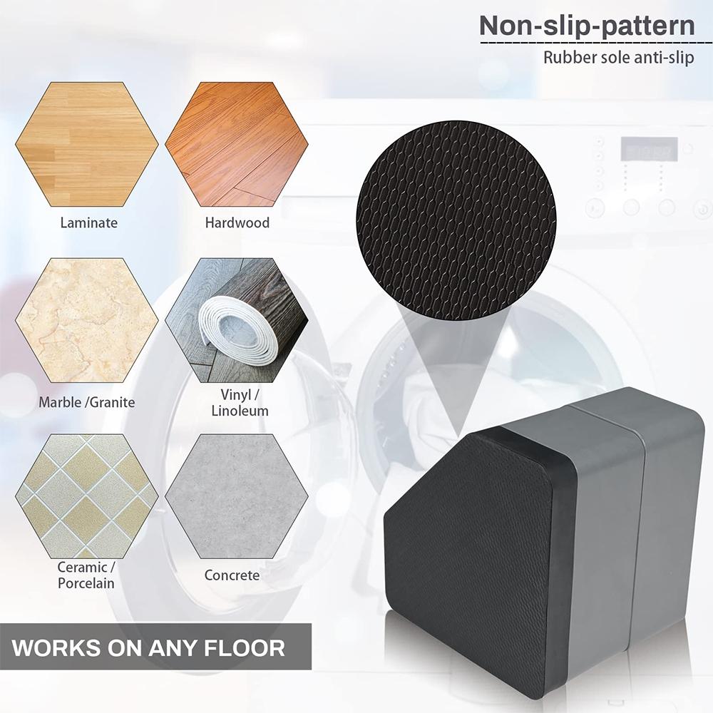 4-Piece Washer Anti-Vibration Pads, Moisture-Resistant Noise-Reducing Support Base, Durable Rubber Floor Mats for Dryer & Refrigerator