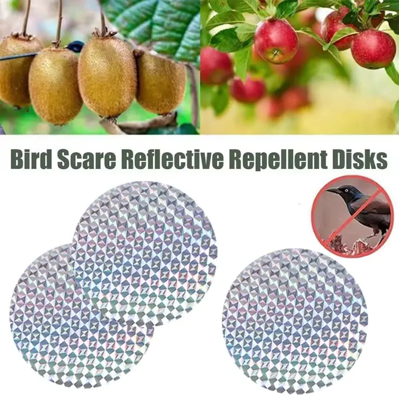 20 Pieces Round Adhesive Bird Repellent Stickers, Reflective Laser Bird Deterrent Stickers, Easy to Apply, Effective Bird Control Solution