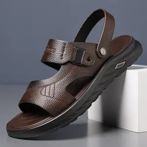 BDHJYDB Men'S Sandals Summer Slippers Comfortable Shoes Soft Sole Outdoor Wear Dad Middle-Aged And Elderly Slippers, Meeting 11 Festival Types of Products That Can Be Used, Comfortable Shoe Bed Design, Suitable for Waterside Activities And Daily Wear