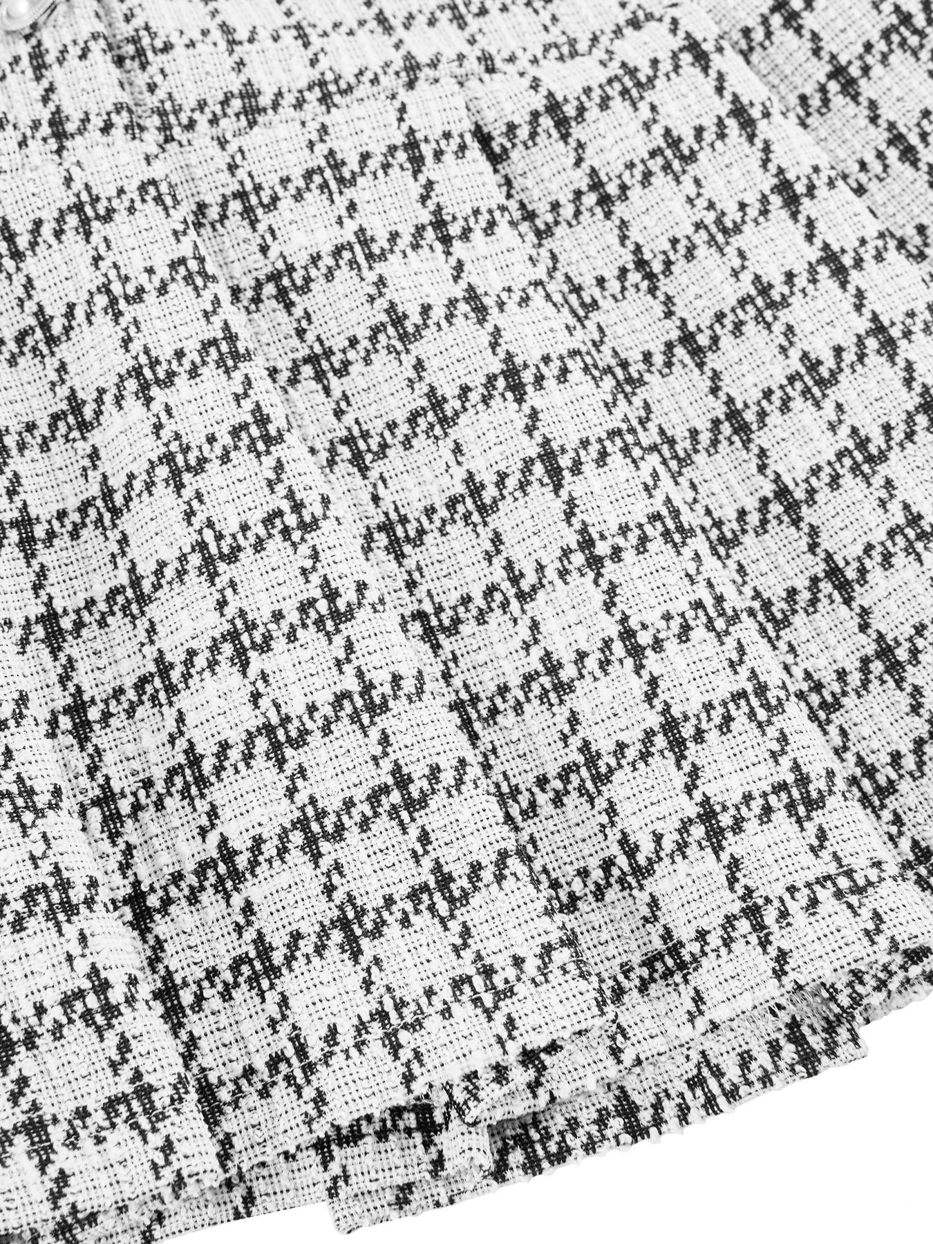 Aliling Women's Elegant Plaid Mini Dress, Spring Summer Sleeveless Button Hem Pleated A-Line, Fitted Collar Design, Perfect for Casual Wear, Casual Dresses