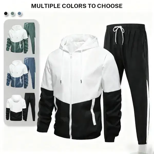 Men's Casual Set 2025 Autumn Hooded Jacket & Pants Sports Youth Trendy Stylish Fashionable Multiple athleisure summer clothes sport jacket Gym Exercise Activewear Sporty Style Solid Tracksuit Set Sweatsuit Set