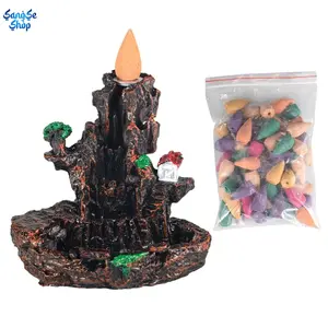 Resin Mountain Backflow Incense Burner, Elegant Multi-Flavor Incense Holder for Indoor Home Decor, Practical Aromatherapy Ornament Freshens Air, Ideal Decor Accessory for Meditation, Bedroom, Living Room Relaxation & Scent Purification Daily Use