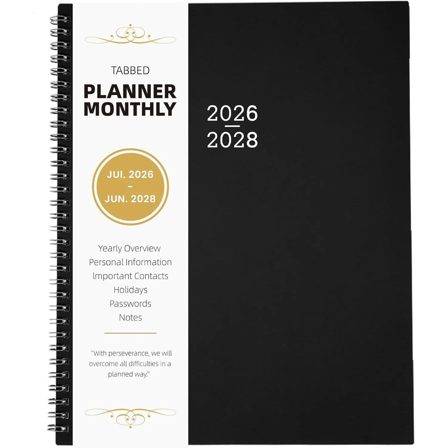 Monthly Planner 2026-2028, 9" x 11", July 2026 to June 2028, 24 Months | Coated Tabs, Inner Pocket, for  Office Planning, Large Writing Blocks, Thick Paper, Easy Monthly Overview