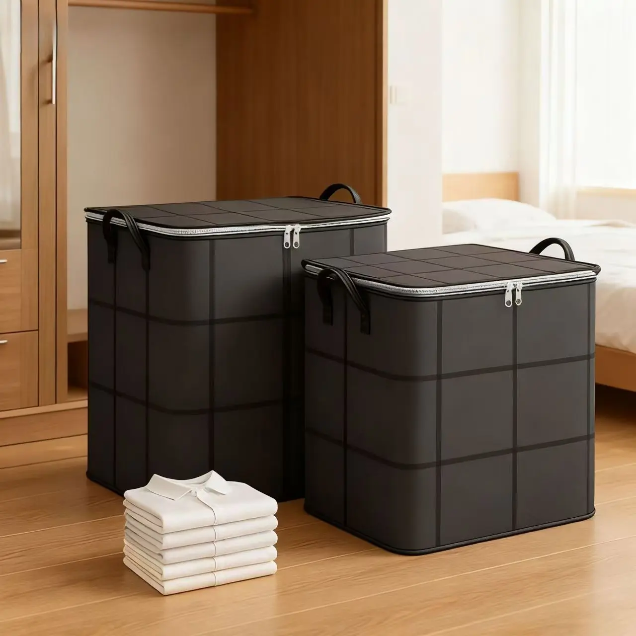 Spacious Mobile Storage Box with Zipper, Large Capacity Fabric Bag for Blankets, Bedding, Sweaters, Ideal for Moving Days, Closet, Bedroom Use
