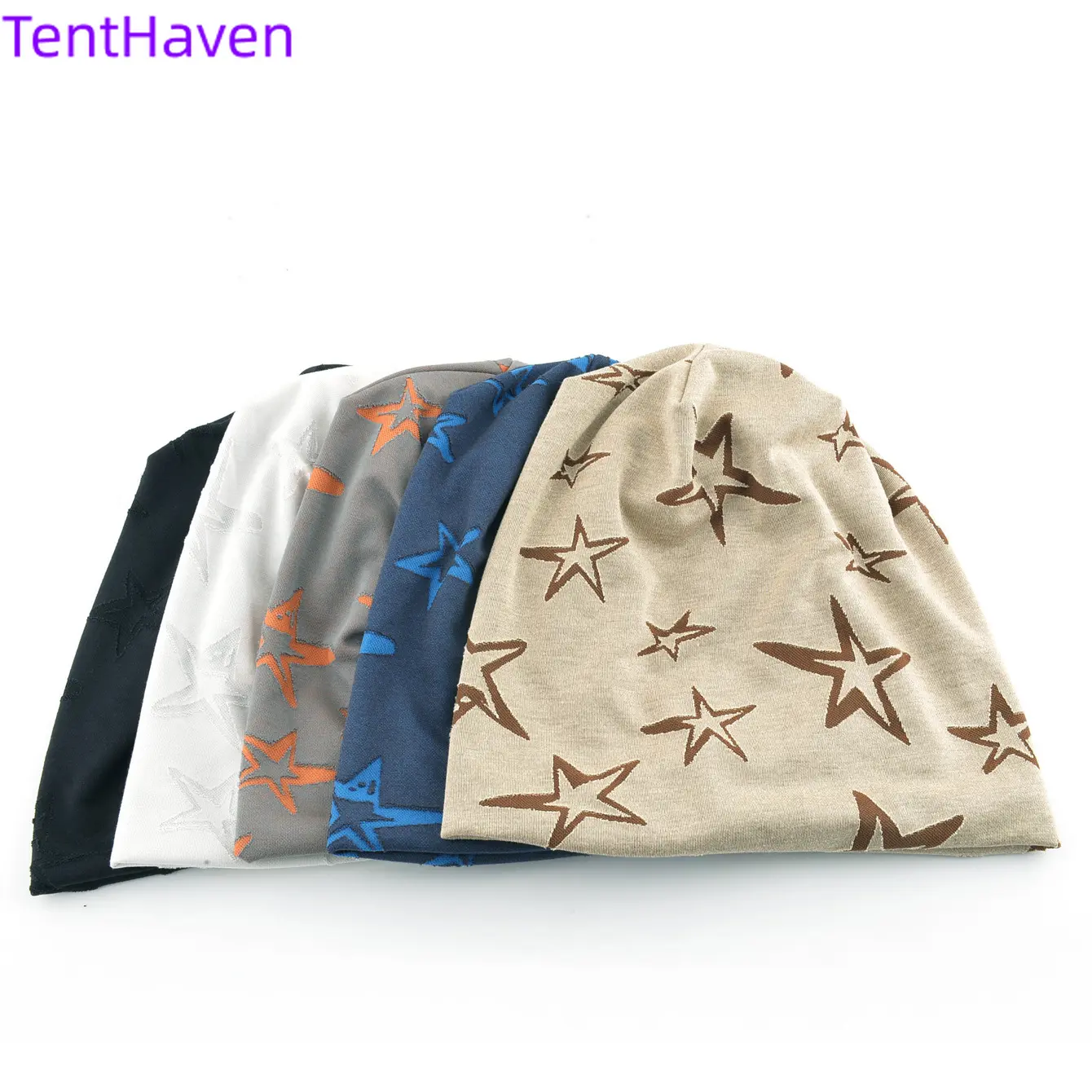 2026 New Double layered Baotou Hat Women's Spring and Autumn Pile Hat Thin Edition Versatile Face Show Small Cold Hat Five Star Pattern Hooded Hat Men