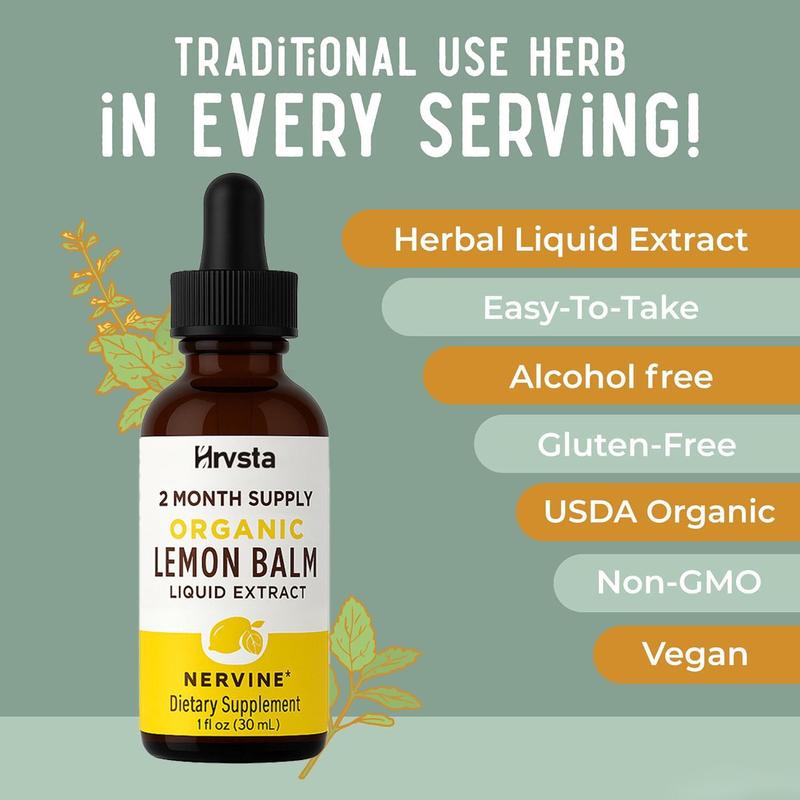 Organics Lemon Balm Leaf Liquid Extract | Mood Support | Relaxation | Calming | Nervine Herbal | Lemon Balm Tincture |  Vegan | Non-GMO | Gluten Free | 1 Fl Oz