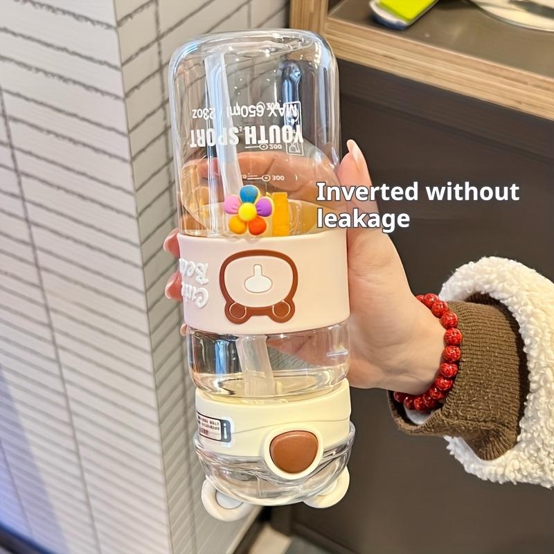 550ml/650ml Cute Bear Cartoon Portable Water Bottle with Straw, High-Value School Cup with Lifting Handle – Perfect for Summer/Winter Drinks, Outdoor Sports, Fitness, Travel, Camping,  Halloween & Christmas Gifts, Water Bottle For Girl and  Boy, Thermos