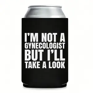 Funny Can Cooler – “I’m Not a Gynecologist But I’ll Take a Look” Insulated Slim Can Koozie for 12 oz Cans, Humorous Thermocoolers Koozies for Cans, Hilarious Party Favors & Gag Gifts for Adults