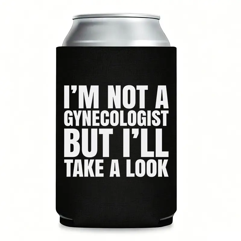 Funny Can Cooler – “I’m Not a Gynecologist But I’ll Take a Look” Insulated Slim Drinkware Can Koozie for 12 oz Cans, Humorous Thermocoolers Koozies for Cans, Hilarious Party Favors & Gag Gifts for Adults