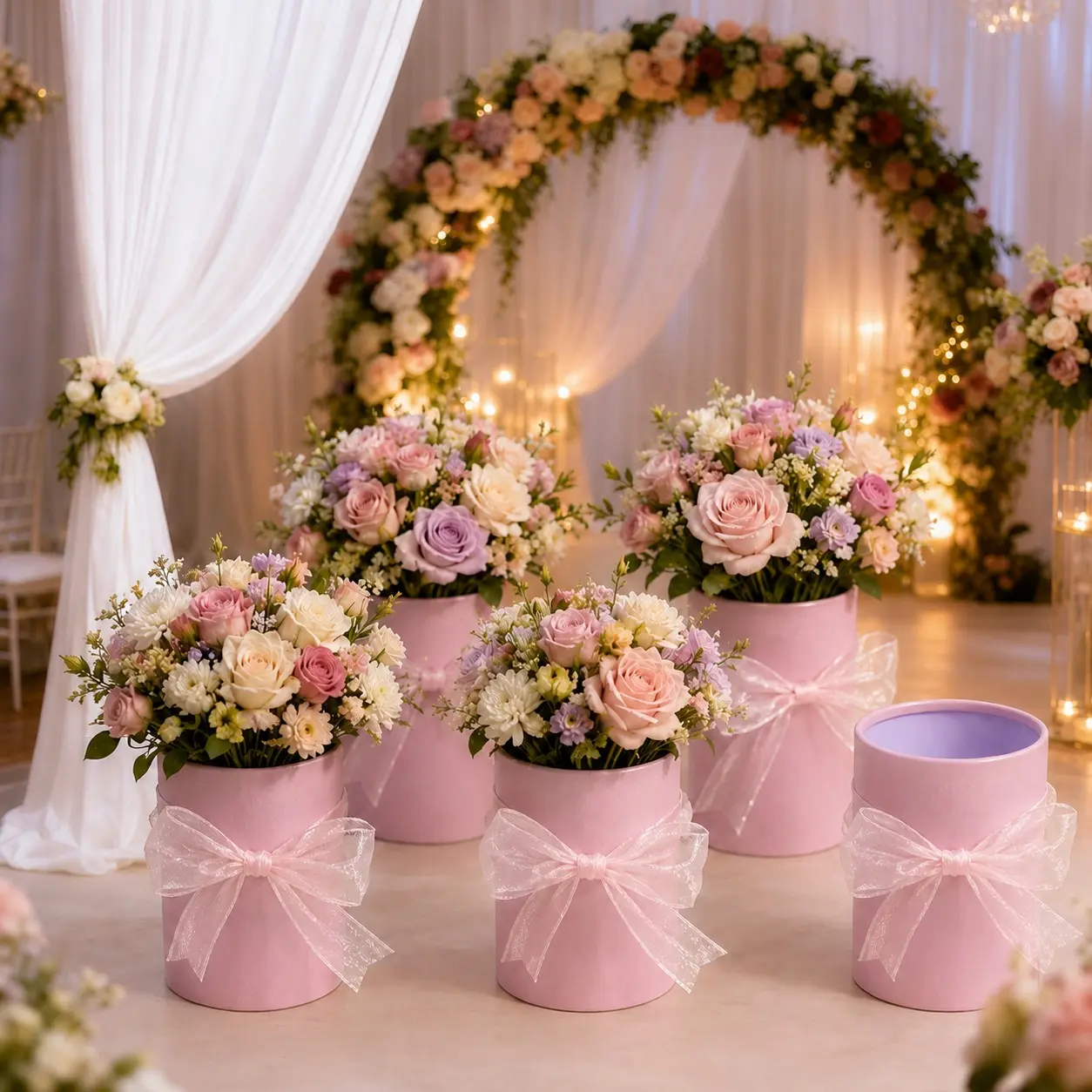 7 Round Flower-Themed Gift Boxes, Premium Classy Beautiful Gift Box, Elegant Paper Tubes, Ready to Use Gift Packaging