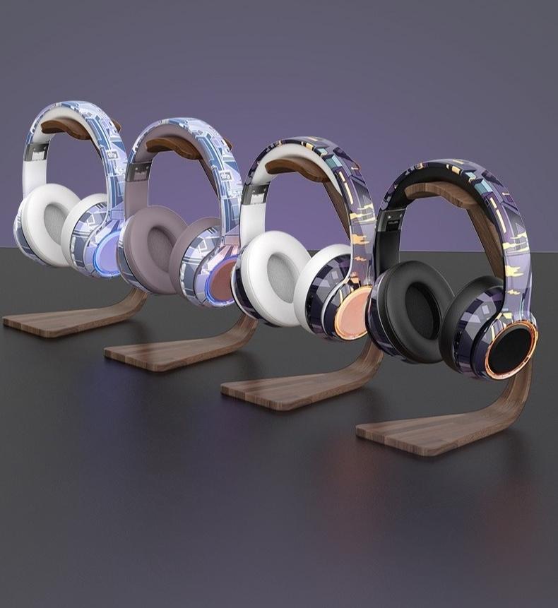 Luminous wireless over-ear Bluetooth headphones with SD card slot, noise cancellation, suitable for gaming and mobile phones. Luminous wireless over-ear Bluetooth headphones with SD card slot, noise cancellation, suitable for gaming and mobile phones.